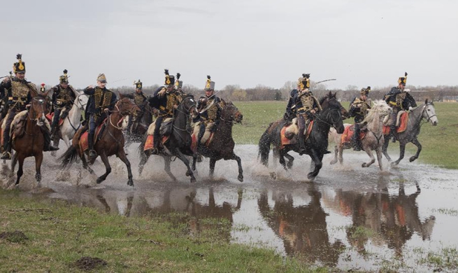 People re-enact historic battle in Tapiobicske, Hungary