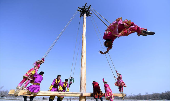 Uygur people participate in Shaghydi game in China's Xinjiang