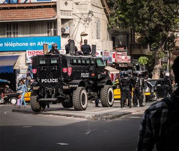 Police forces deployed in central Dakar, Senegal