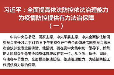 习近平：全面提高依法防控依法治理能力 为疫情防控提供有力法治保障